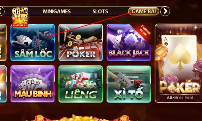Các bước tham gia game bài Sâm lốc tại cổng game Nhatvip